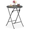 Relaxdays Tavolo da Campeggio Pieghevole, HxD: 75 x 60 cm, Tavolino in Plastica Rotondo, Posto per 4 Persone, Grigio