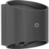 Eglo Lampada da parete ricaricabile Tressanti, esterno con sensore di movimento, luce decorativa wireless con touch, plastica nera, IP44, 8 x 8 cm