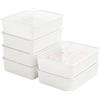 Cetomo Scatola portaoggetti in plastica con 10 scomparti per lingerie, calze con coperchio, organizzatore per calzini, impilabile con pareti divisorie, cesto per vestiti, bianco (31 x 24 x 8 cm)