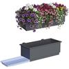 Relaxdays Set di 2 fioriere per ringhiere in Acciaio Antracite, drenaggio con vaschetta, Misure 17x50x19 cm