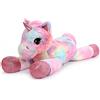 Yeqivo Giocattoli di Unicorno Gigante Peluche Animali di Peluche di Unicorno Viola Grande Arcobaleno Unicorn Plush （Rosa Arcobaleno,80CM）