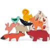 mentari Happy Stacking Forest - Set di animali in legno con coniglio, cinghiale, scoiattolo, volpe, orso, cervo, pipistrello e uccello, gioco interattivo