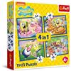 Trefl - SpongeBob, La Vita Sottomarina di SpongeBob - Puzzle 4in1, 4 Puzzle, dal 35 al 70 Pezzi - Diversi Livelli di Difficoltà, per Bambini dai 4 anni