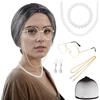 AYNKH Set di 7 costumi da vecchia signora, con parrucca, occhiali, orecchini, collana, braccialetto, gangster, nonna, accessori per travestimenti, Halloween, carnevale, feste, giorno del libro