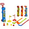 Generico Golf Bambini Set Gioco Sacca con Ruote Trolley 3 Mazze 4 Palline 2 Buche con Bandierina 2 Tee Shot Gioco Golf Giochi Bambini Interno Esterno Giochi da Giardino Golf Giochi All'Aperto Set Mini Golf (a)