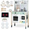 Mamabrum Cucina Interattiva in Legno - Montessori 3+ - Suoni & Luci, Altezza Regolabile, Forno, Microonde, Lavastoviglie e Lavatrice, Set Completo