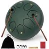 LOMUTY Handpan, Steel Drum, Hand Pan, Tamburo in Acciaio, Verde | Steel Tongue Drum 8 Note C Maggiore 6 Pollici 15cm per Meditazione e Yoga, Garden Rain Drum con Borsa e Mazzuoli