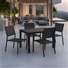 Bizzotto Set Pranzo Hilde Tavolo Allungabile cm.140-210 + 2 Sedie 2 Poltrone Alluminio Antracite