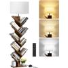 OUTONLIFE Libreria ad Albero a 9 Ripiani con Luce, Telecomando e Timer - Scaffale Salvaspazio Verticale in Legno, Piccola Libreria per Libri, CD, per Cameretta, Soggiorno, Ufficio