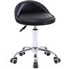 KKTONER Sgabello Rotondo in Pelle PU con Schienale Regolabile Regolabile in Altezza Sedia da Lavoro Girevole con Ruote Spa (Nero)