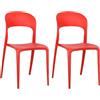 Totò Piccinni Sedia Omega in Polipropilene Moderne Design Impilabile,(L) 43x(P) 50x(A) 84 cm (2, New Rosso)