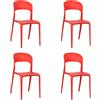 Totò Piccinni Sedia Omega in Polipropilene Moderne Design Impilabile,(L) 43x(P) 50x(A) 84 cm (4, New Rosso)