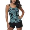 AYEEBOOY Set di Tankini da Donna con Controllo della Pancia e Vita Alta Costume da Bagno con Boyshort Taglie Forti Costume da Bagno Floreale Halter, M