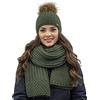 Vivisence Donna Set Cappello E Sciarpa Invernale Pompom E Pile Calore, Verde,Taglia Unica