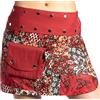 ufash Mini Gonna per Le Donne, dall'India - con 18 Bottoni a Pressione - Reversibile con 2 Disegni Diversi e Una Borsa attaccata - Gonna a Portafoglio Come Abiti da Festival Goa, Rosso
