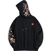 HaiZi XiHuan Streetwear - Felpa con cappuccio da uomo con dragone ricamato, pesante, con stampa grafica giapponese Techwear baggy Cyberpunk Anime, nero, Large
