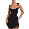 KOEMCY Vestito Donna Sexy Estivo Mini Abito Vestiti Corti Elastic con Spaghetti Strap Clubwear Slim Fit Bodycon per Feste Club Cocktail Discoteca (XL)