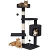 Bakaji Albero Tiragraffi per Gatti in Sisal e Peluche Parco Giochi Gatto con Cuccia Pali Graffiatoio e 3 Piattaforme Dimensioni 112 x 67 x 55 cm (Grigio Scuro)