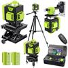 karzu Livella Laser Autolivellante 16 Linee, 4 X 360 °Livello Laser Autolivellante Verde, 2 x Batterie, Autolivellante, Supporto Rotante, Telecomando Cabina di Rilevamento (con Treppiede)
