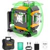 SAVSEC Laser a linee incrociate SAVSEC 3x360, laser a linee autolivellanti verdi 3D con modalità a impulsi, luminosità regolabile su tre livelli fino a 10 ore con batteria al litio ricaricabile (703CG-S)