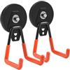 Aenienoe Ganci magnetici da 66 mm, con doppio gancio magnetico con rivestimento antiscivolo e viti di fissaggio per giardino, garage, spazio degli attrezzi (arancione), 2 pezzi