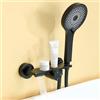 Auralum Rubinetto Vasca da Bagno con Doccetta 5 Geti, Miscelatore Vasca da Bagno a Cascata, Miscelatore Doccia Nero con Tubo Doccia PVC 1,5 m, Rubinetto Doccia con Supporto Soffione Doccia Regolabile