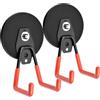 Aenienoe Ganci magnetici 88 mm per il garage, ganci magnetici extra forti, con rivestimento antiscivolo e viti di fissaggio per giardino, garage, spazio degli attrezzi (arancione), 2 pezzi