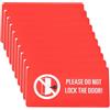 EMSea 10 adesivi rossi con scritta in lingua inglese Please do not lock the door! 10 x 5 cm, per lavoro, casa, officina