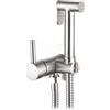 Aquagrif Kit miscelatore per acqua fredda e calda per bidet - monocomando da incasso con doccetta a pulsante e flessibile rinforzato 1,20 m (nichel satinato)