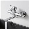 Hausharbor Miscelatore Rubinetto A Muro per Lavello Cucina Rubinetto da Muro Girevole a 360° in Acciaio Inox Erogazione Orientabile Canna Regolabile Monocomando Completo di Braccio Girevole 15cm Cromato