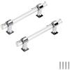 FEEIMOL 2 pezzi chiaro acrilico maniglie per armadietti da cucina cassetto tira maniglia per porta armadio maniglia per mobili per camera da letto bagno Argento 128mm