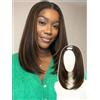 WIGNEE Parrucca corta marrone a U, parrucca bob dritta con highlights per donne, parrucca a V, senza cuciture, senza lasciare fuori, mezza parrucca sintetica a strati con texture Yaki (4 30, 35,5 cm)
