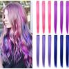 SHKJCHP Clip di extension per capelli colorati Accessori per ragazze 55cm Pezzi per capelli lisci lunghi 12 pezzi (rosa, lavanda, viola, blu)