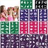 Konsait 140 Pezzi Face Paint Stencil, Tatuaggi Temporanei Stencil Riutilizzabili Corpo Glitter Tatuaggio Stencil per Bambini la Travestimento, Performance sul Palco,Compleanno