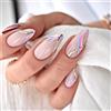 Carufin 24 PZ Moon Stars Falso Nail Amore Cuore Onda Perla Acrilica Chiodi Falsi Stampa su Unghie Artificiali Puntate Chiodi Falsi per le Donne Ragazze (D)