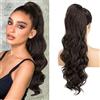 XFSRG Extension Capelli Naturali 65 cm Lunga Ondulati Ricci Coda Cavallo Sintetici Posticci Extensions per Donna(#4)