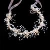 Whakano 1 nastro per cerchio, fiori e perle con strass, per matrimonio, compleanno, festa, bianco