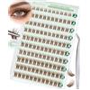 Obeyalash Marroni Ciglia Finte Autoadesive Ciglissime Press e Go Marrone Ciglia Finte Ciuffetti Senza Colla Extension kit Naturali Press on Cluster Lashes 8-14mm C Curl con Pinzette (F-29)