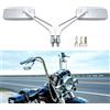 FRICYGAO Specchietti Retrovisori Laterali Moto Rettangolari Cromo 8mm 10mm con Lenti Blu, per Honda, Suzuki, Bobber, Scooter, Cruiser, Sportster, Chopper, Touring, Sport Bike, ATV