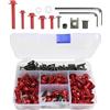 Xibao 177PCS Viti per Parabrezza Moto,Kit di Bulloni Colorati per Carenatura Motos,Carena Corpo Bulloni Clip di Fissaggio,Adatto Alla Maggior Parte Delle Motociclette e dei Veicoli Sportivi (Rosso)