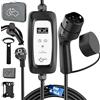 EVIEUN Caricatore Auto Elettrica, 3,6kW 6-16A 9m Cavo Ricarica Auto Elettrica Tipo 2(LCD Digitale) Compatibile con ID.3/ID.4, Model 3/Y, Zoe, Spring e Altri EV/PHEV | Spina Schuko UE | IEC 62196-2