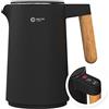 BALTER Bollitore elettrico temperatura regolabile, Acciaio Inox, 45 °C - 100 °C, kettle, doppia parete, senza BPA, 1,5 l, 2200 W, nero