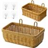 Wapasezyar Cesto portaoggetti intrecciato in rattan da parete organizer da 2 pezzi, da appendere alla parete, per camere da letto e uffici, salotti