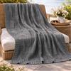 B O S A L O N I HOME Plaid arredo 130x160 cm - Coperta leggera e morbida - Ideale per divano e poltrona - Stile elegante primavera estate - (Grigio)