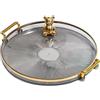 MYMM Vassoio decorativo rotondo da 10,6 con maniglie, comò moderno e vassoio da portata ottomano, tavolino da caffè, cucina e bagno per caffè, colazione, cibo e bevande (smoke grey)
