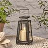 Lights4fun Lanterna Solare in Metallo Nero de 22 cm con Candela LED TruGlow® Fiamma Tremolante Decorazione per Giardino Balconi Esterni
