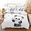 Leleyouzer Panda Set di biancheria da letto per bambini, copripiumino con motivo animali, 1 copripiumino in microfibra e 2 federe da 50 x 75 cm (P2, 135 x 200 cm), YR-P-1