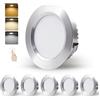 DYKUWEY Faretti LED da Incasso per Cartongesso 230V 5W,IP44 Faretti LED Soffitto 20mm Ultrapiatto,Foro 65-75mm,Bianco Caldo 3000K Bianco Neutro 4000K Bianco Freddo 6500K Faretto led Cucina (Argento, Set da 6)