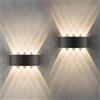 Oraymin LED 2 Pezzi 8W Lampada da Parete per Interni ed Esterni, Lampada da Parete IP65 con 8 Sorgenti Luminose, 3000K Bianco Caldo LED Lampada da Parete Esterna, Lampada LED in Alluminio per Soggiorno