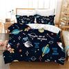 Leleyouzer Copripiumino Astronaut 220×240cm, Set Biancheria da Letto Astronaut, Copripiumino per Bambini Astronaut con Cerniera + 2 Federe 50 x 75 cm (Astronaut 3)